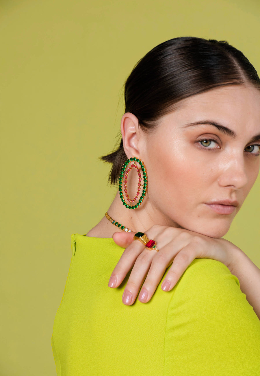 lavani Pendientes Rivoli Fucsia y Verde ÚLTIMAS EDICIONES