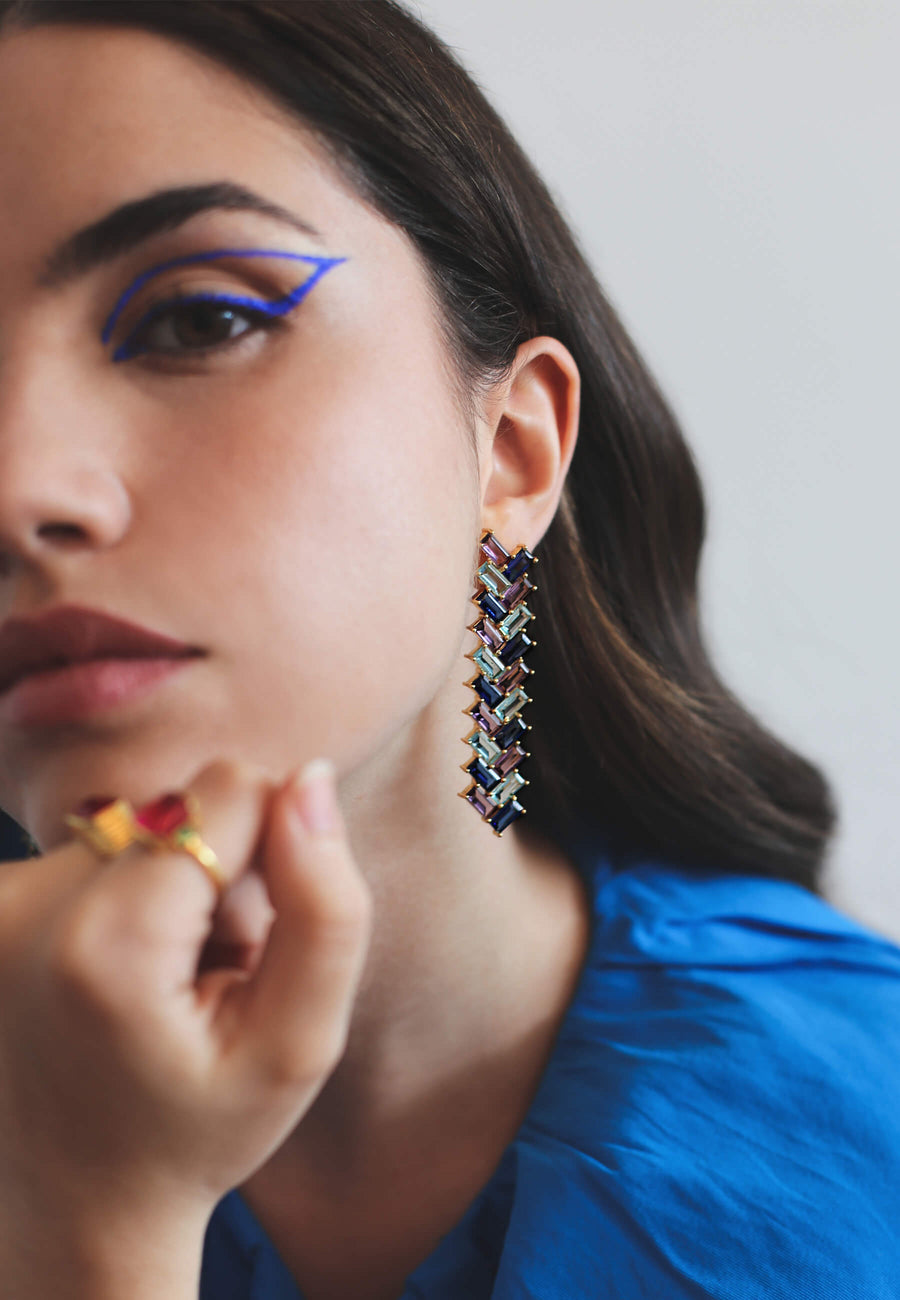 lavani Pendientes Metrópolis Agua y Morado Superdescuento
