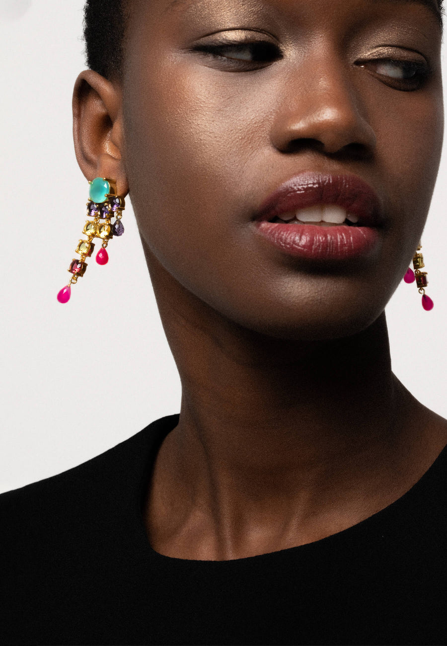 lavani Pendientes Adoration Rosa y Morado Grandes descuentos