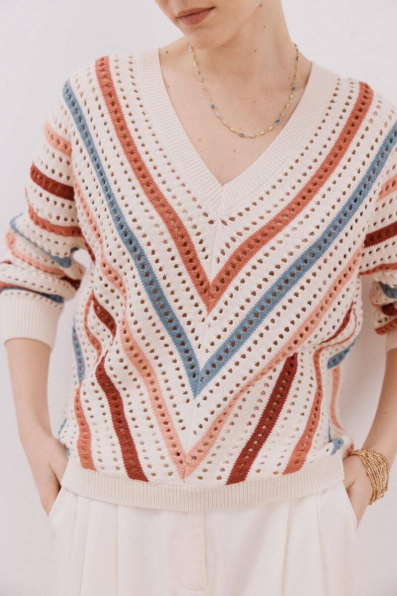 pedro del hierro Jersey rayas calados Última moda