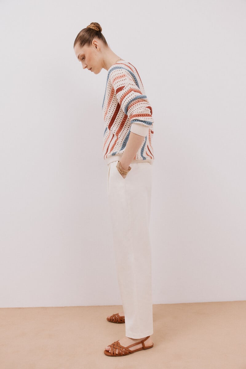 pedro del hierro Jersey rayas calados Última moda