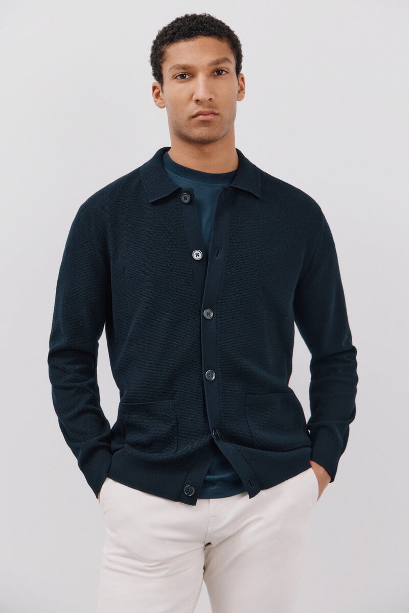 pedro del hierro Cárdigan ligero cuello polo y botones 2025