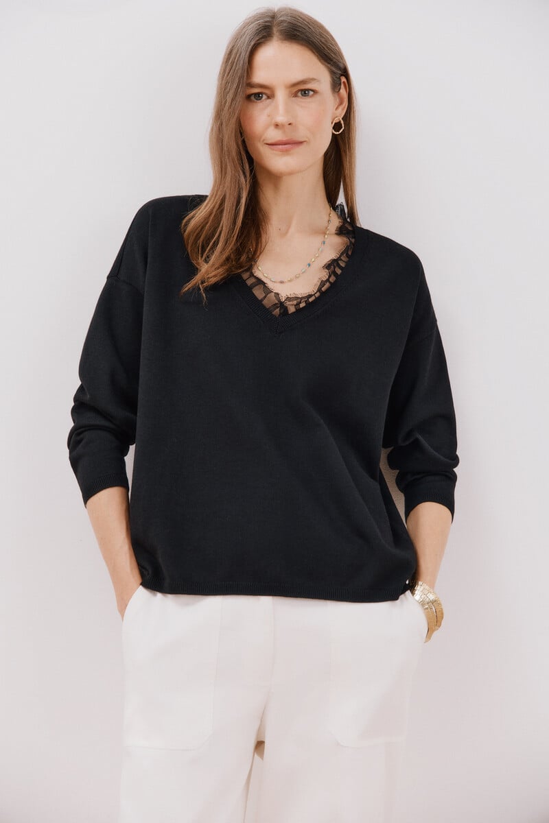 pedro del hierro Jersey pico encaje Último día