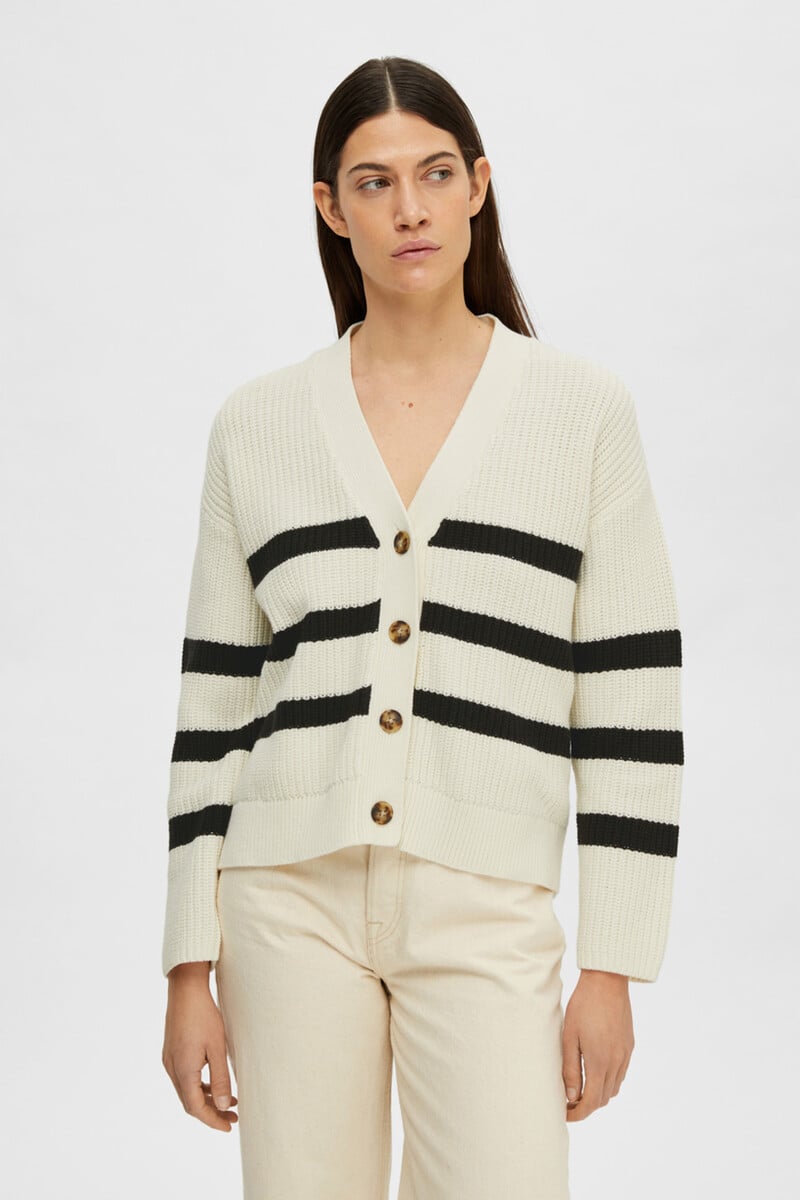 pedro del hierro Cárdigan Relaxed Fit de rayas con cuello de pico Ahorra y exporta