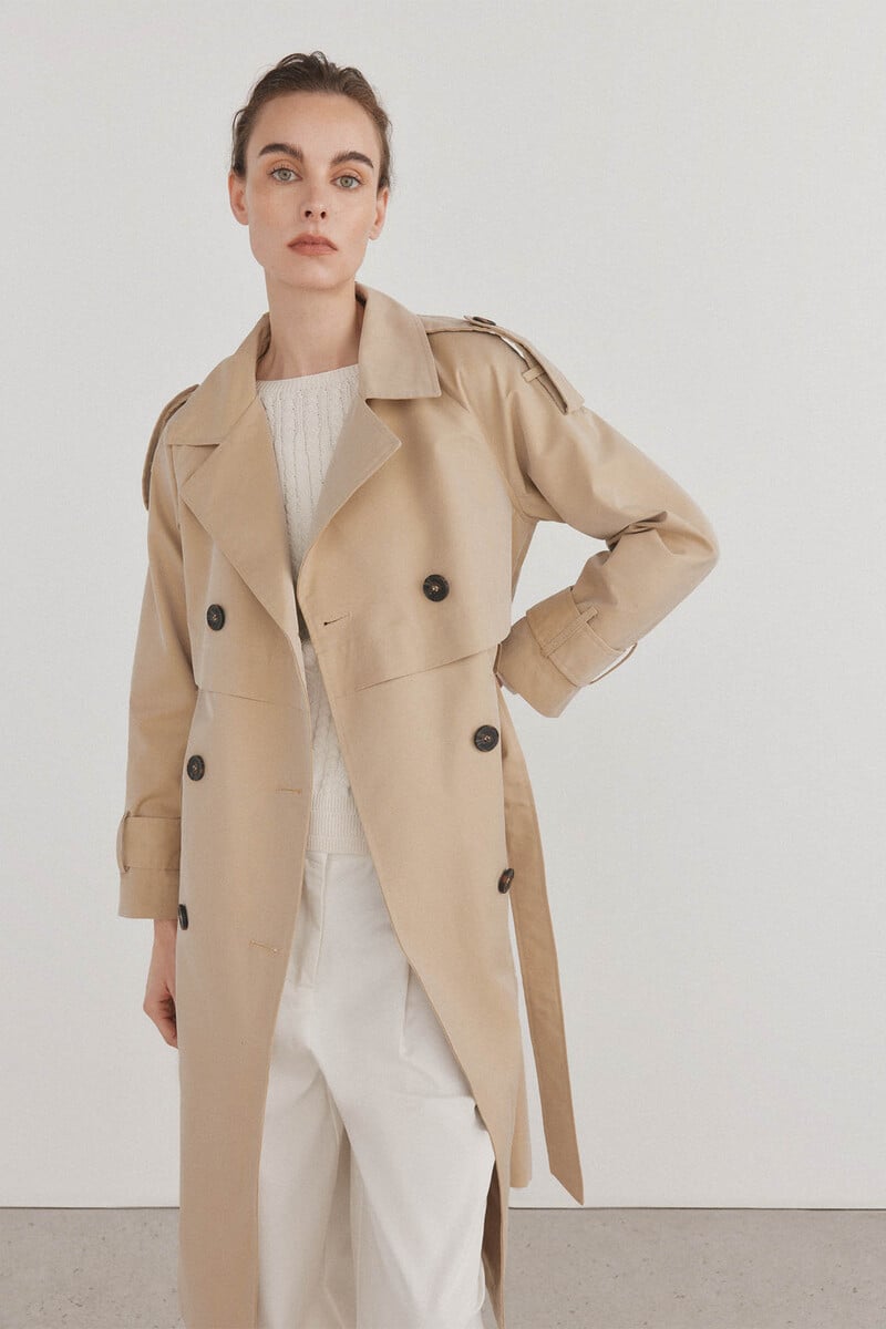 pedro del hierro Gabardina larga lisa Última moda
