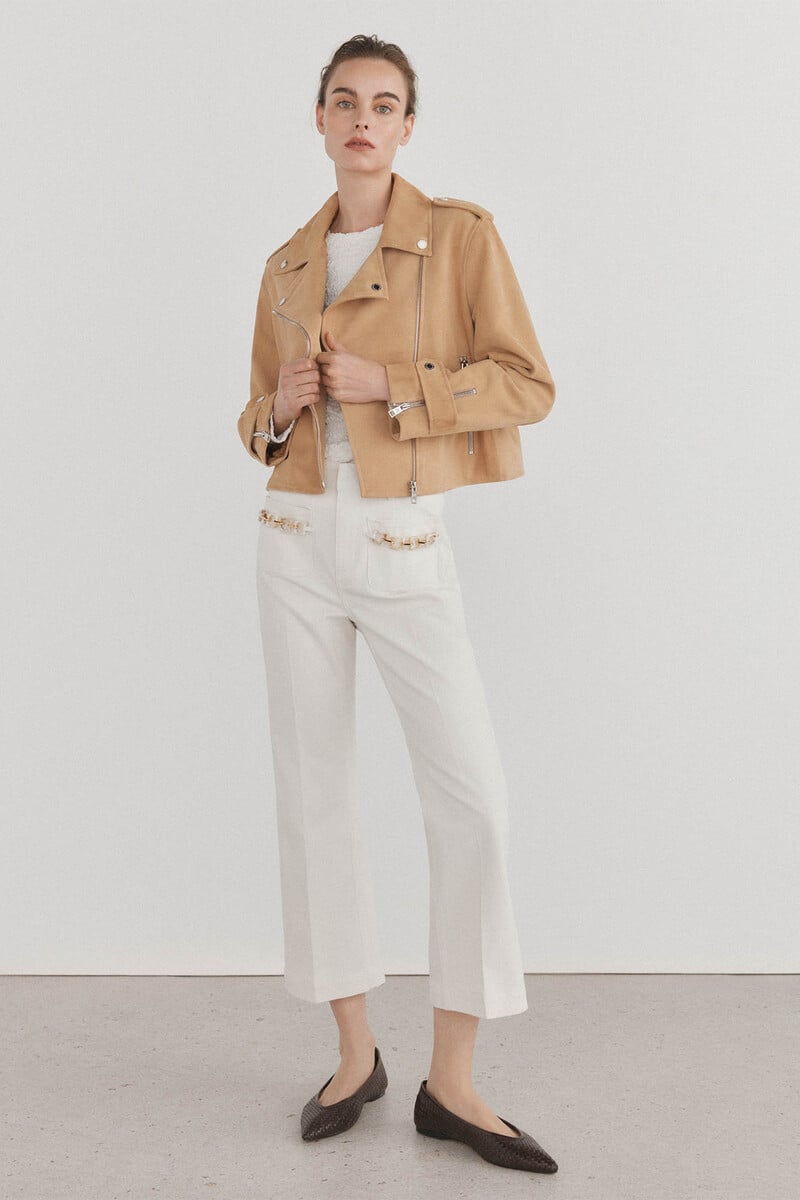 pedro del hierro Cazadora crop piel Outlet online