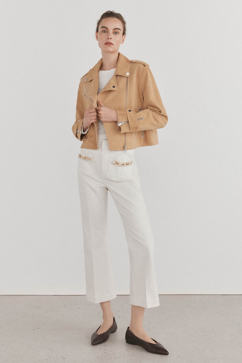 pedro del hierro Cazadora crop piel Outlet online