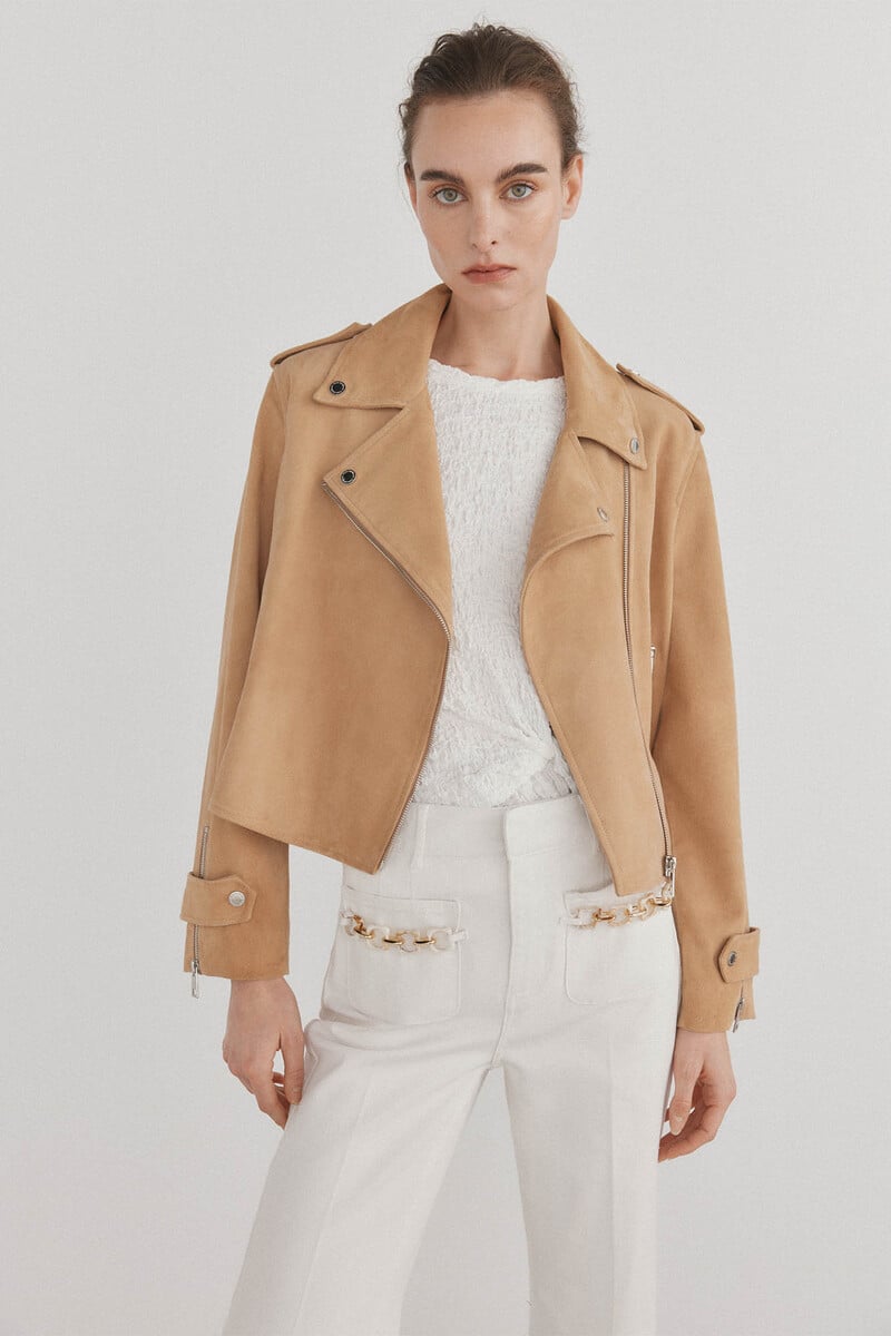 pedro del hierro Cazadora crop piel Outlet online