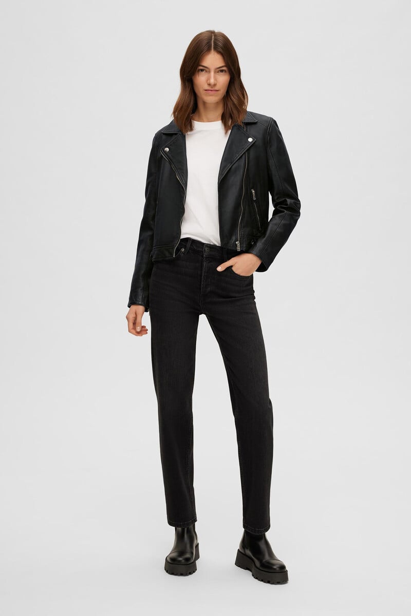 pedro del hierro Cazadora Biker Cropped 100% piel de cordero Liquidación