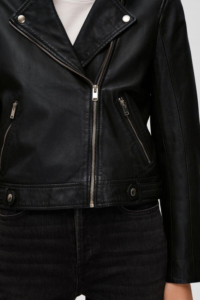 pedro del hierro Cazadora Biker Cropped 100% piel de cordero Liquidación