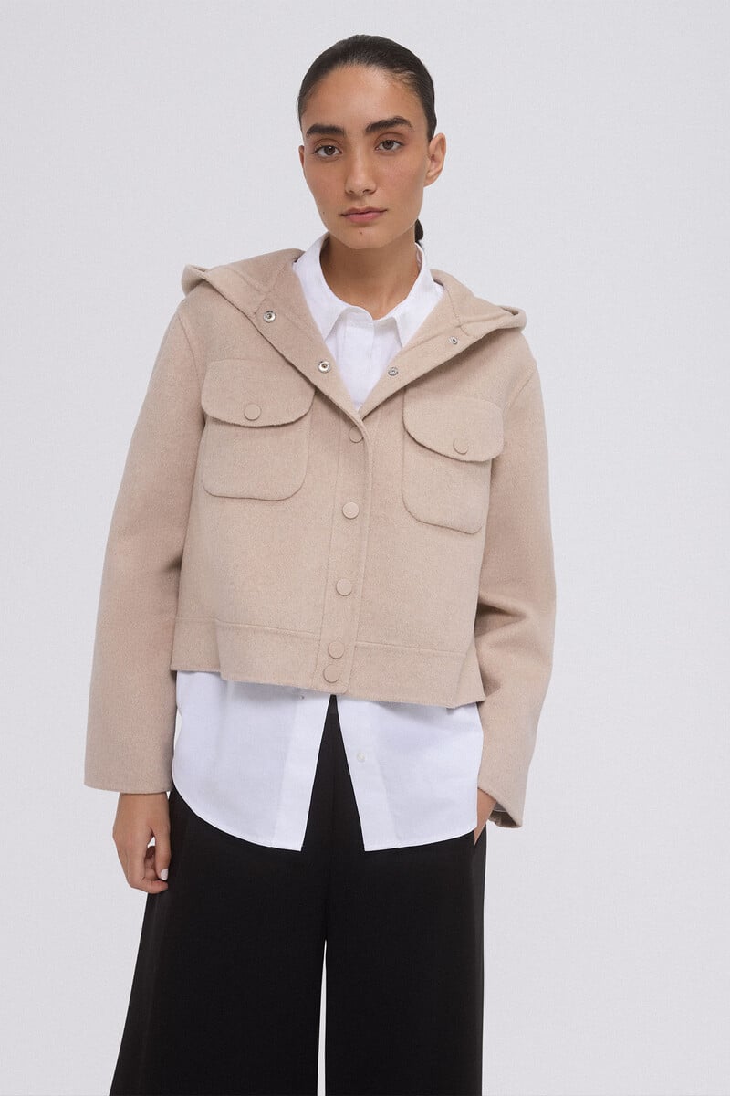 pedro del hierro Chaqueta corta double face capucha Mejor oferta