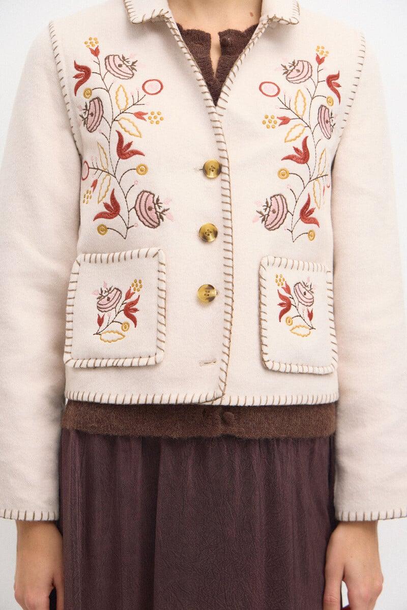 pedro del hierro Ángela. Chaqueta de lana bordada Ventas relámpago