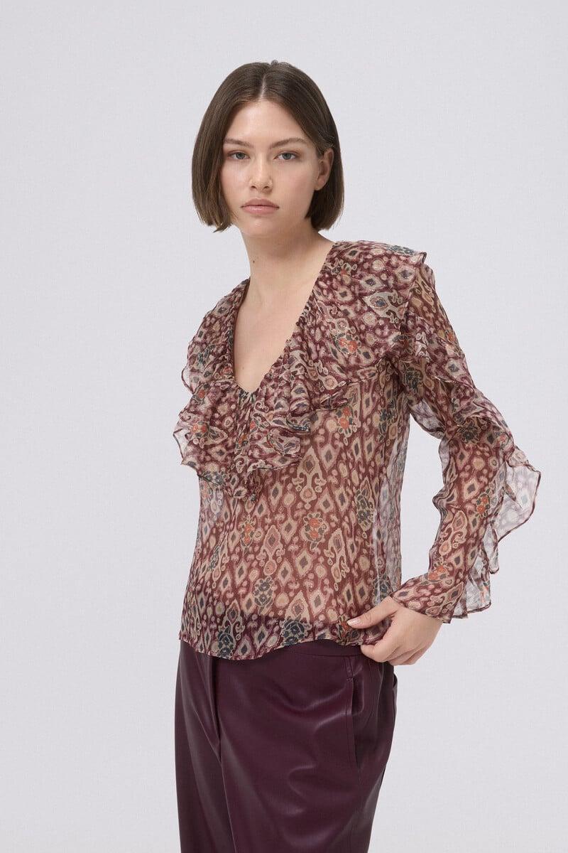 pedro del hierro Blusa de seda estampada Envío gratis