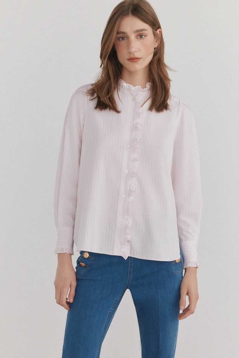pedro del hierro Camisa romántica con volantes Últimos 3 días