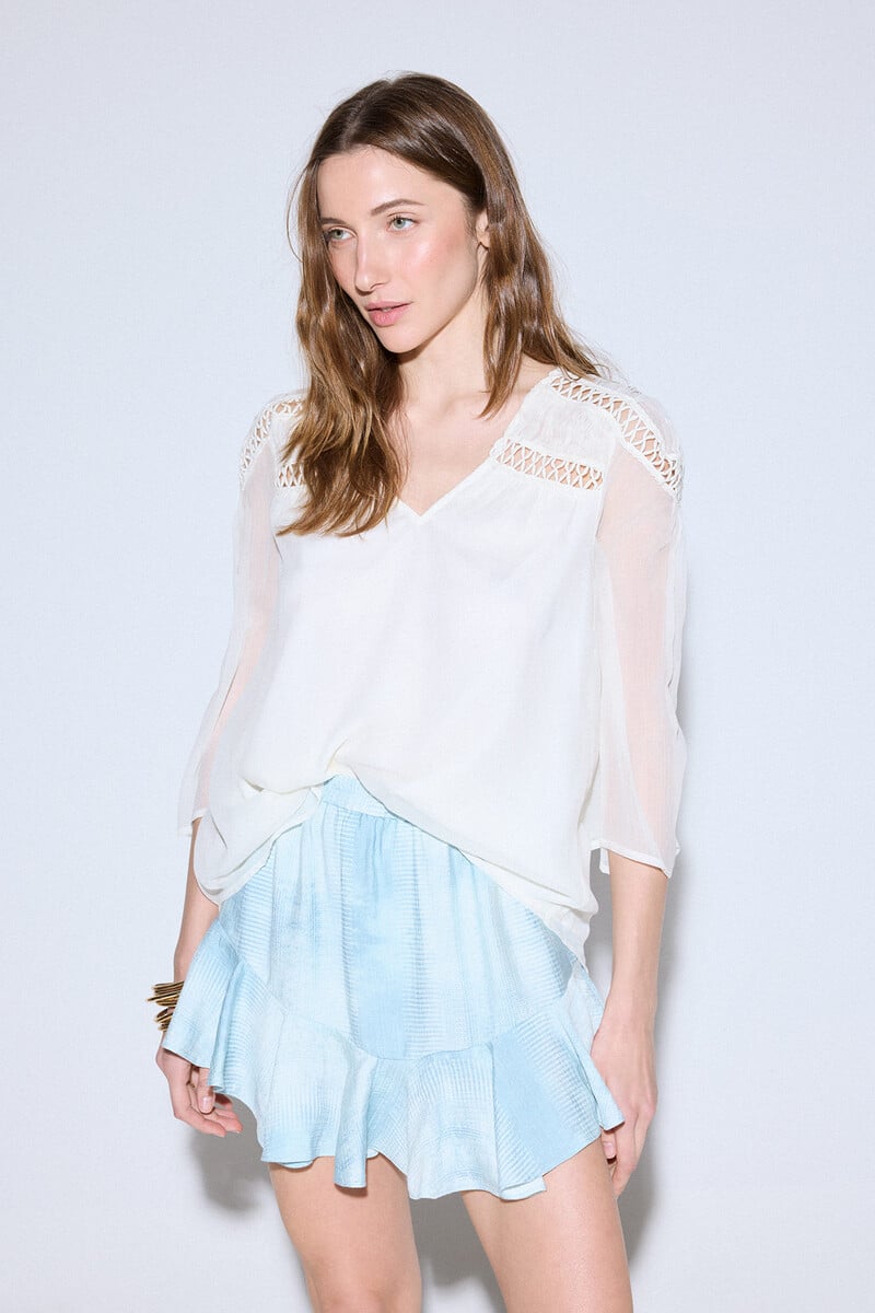 pedro del hierro Blusa blanca entredos Solo hoy