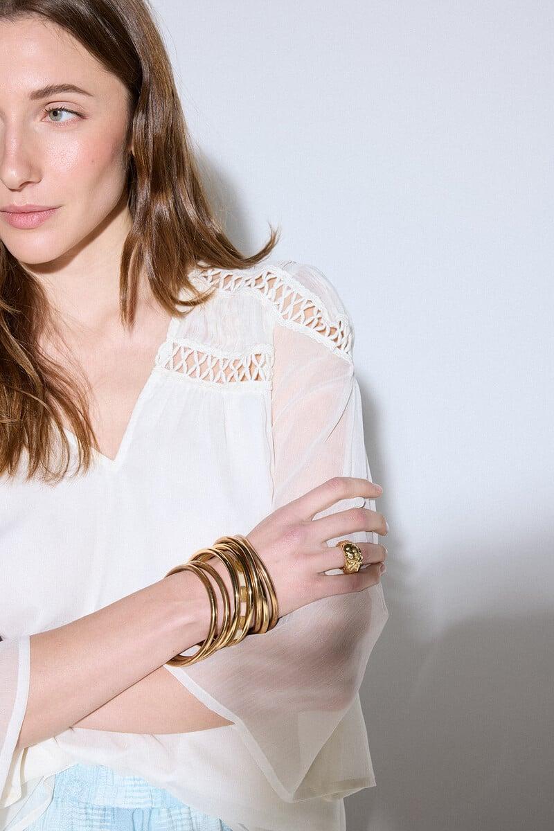 pedro del hierro Blusa blanca entredos Solo hoy