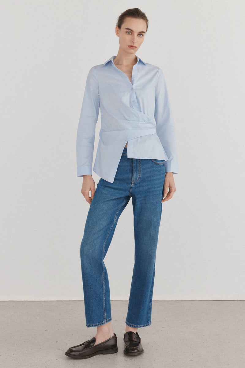 pedro del hierro Camisa de cuello solapa con escote pico Liquidación