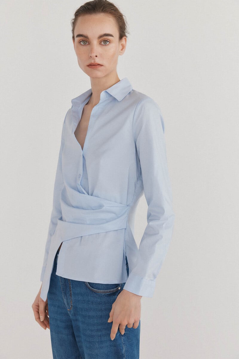 pedro del hierro Camisa de cuello solapa con escote pico Liquidación