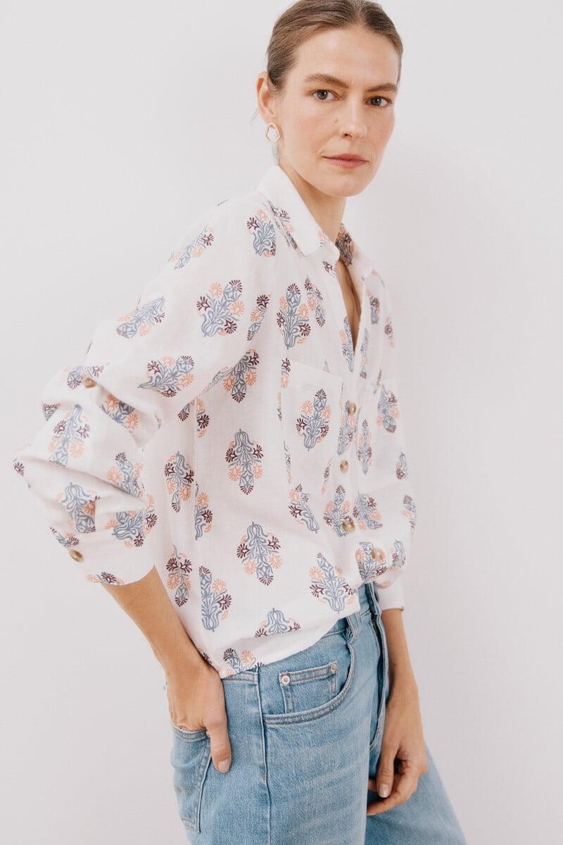 pedro del hierro Camisa algodón estampada En línea