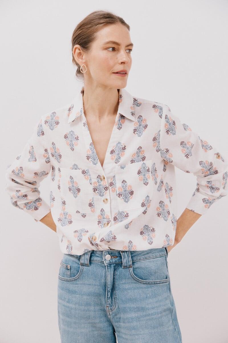 pedro del hierro Camisa algodón estampada En línea