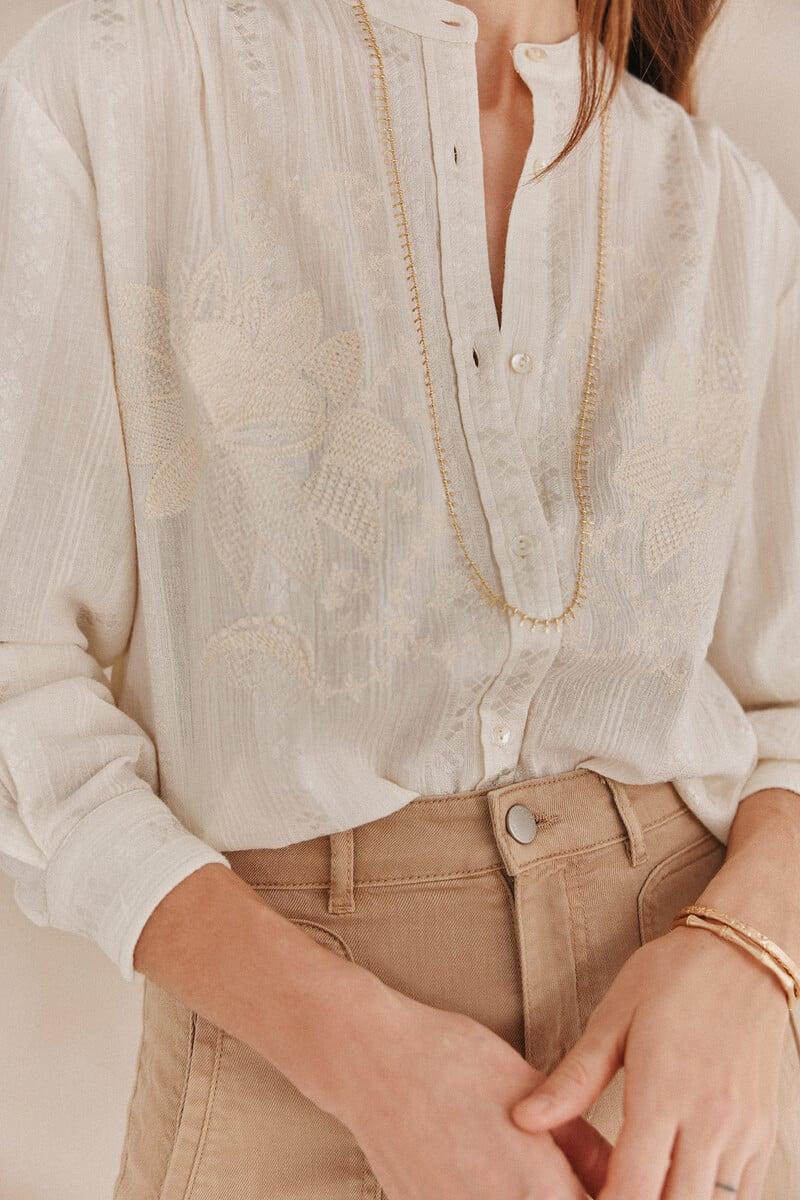 pedro del hierro Galiana. Camisa bordada Venta caliente