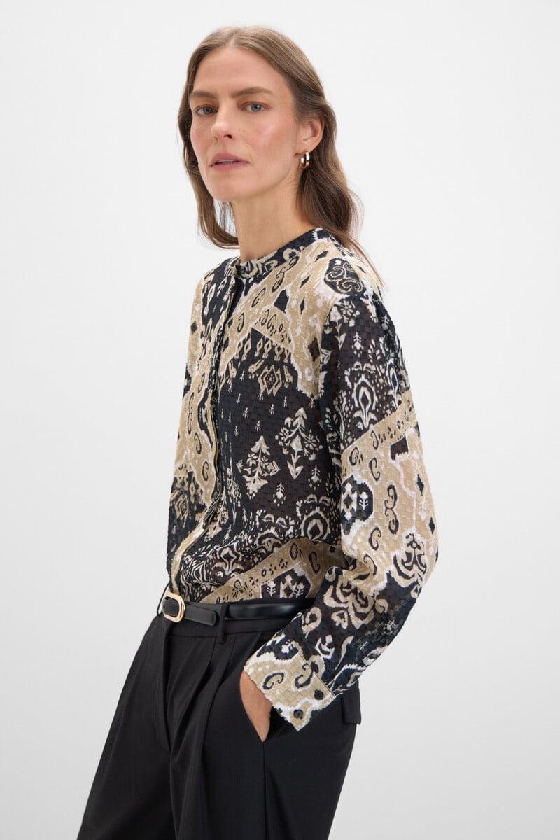 pedro del hierro Blusa estampada tejido textura Rebajas baratas
