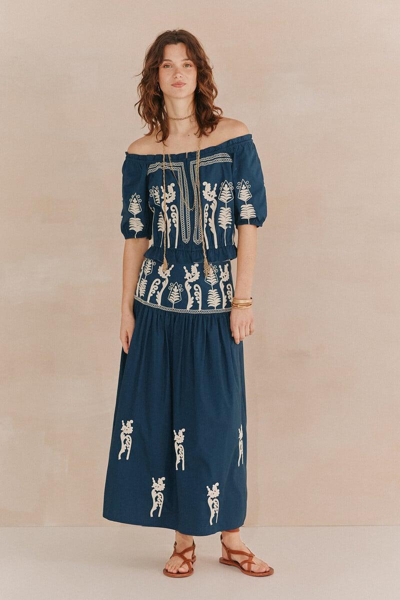 pedro del hierro Coral. Top bordado Envío gratis