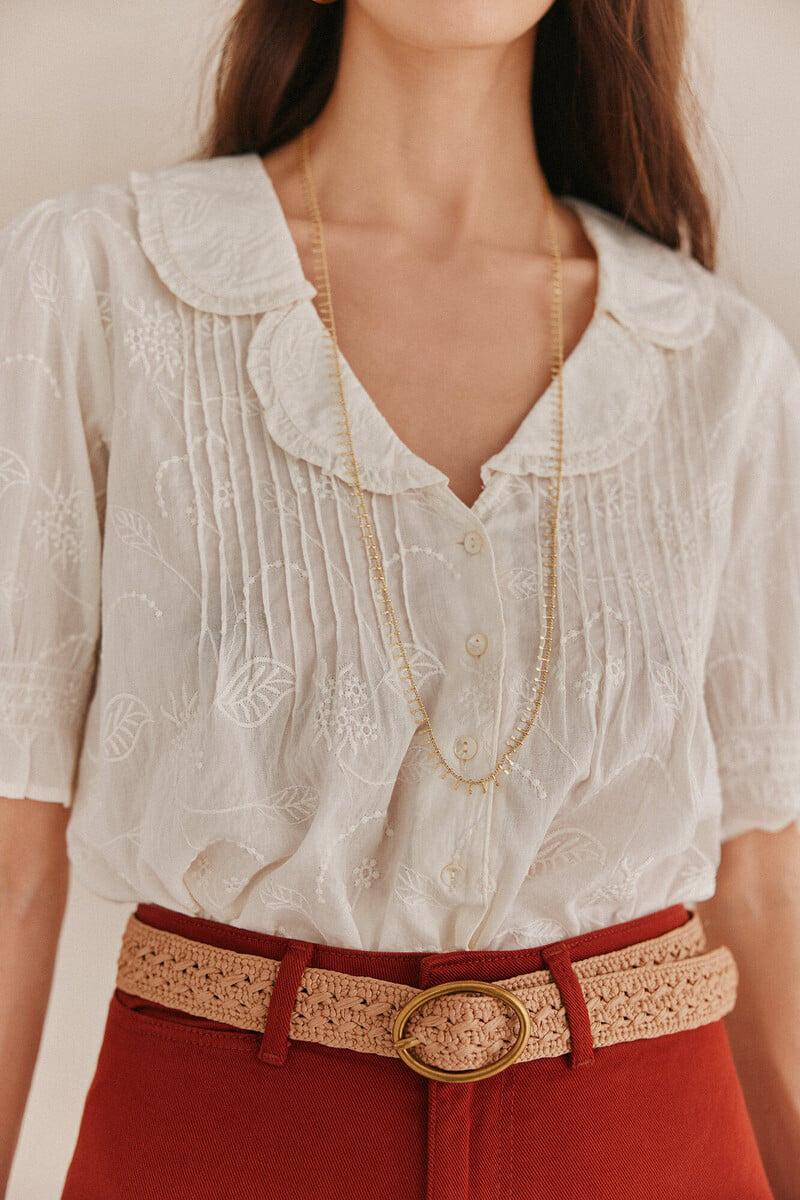 pedro del hierro Carmela. Camisa bordada solapas Envío gratis