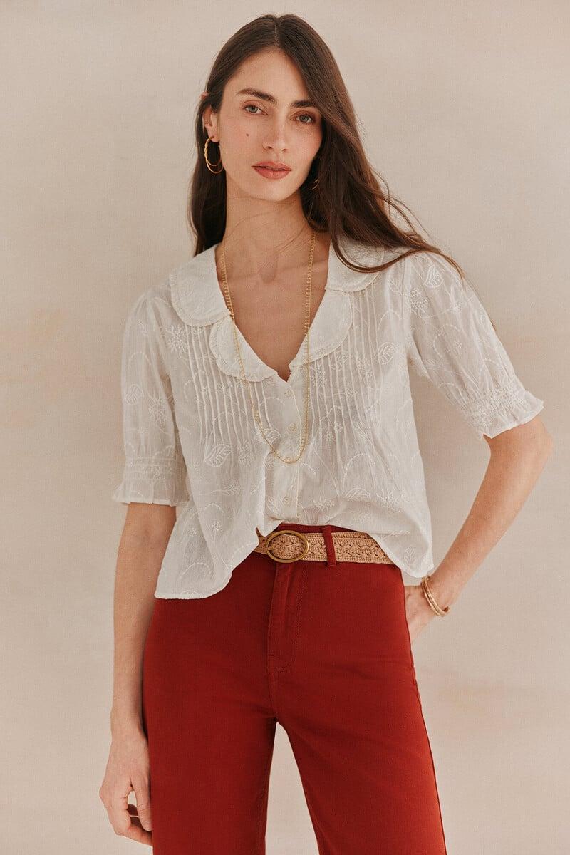 pedro del hierro Carmela. Camisa bordada solapas Envío gratis
