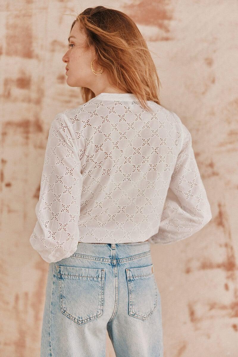 pedro del hierro Consuelo. Blusa bordada volantes Liquidación