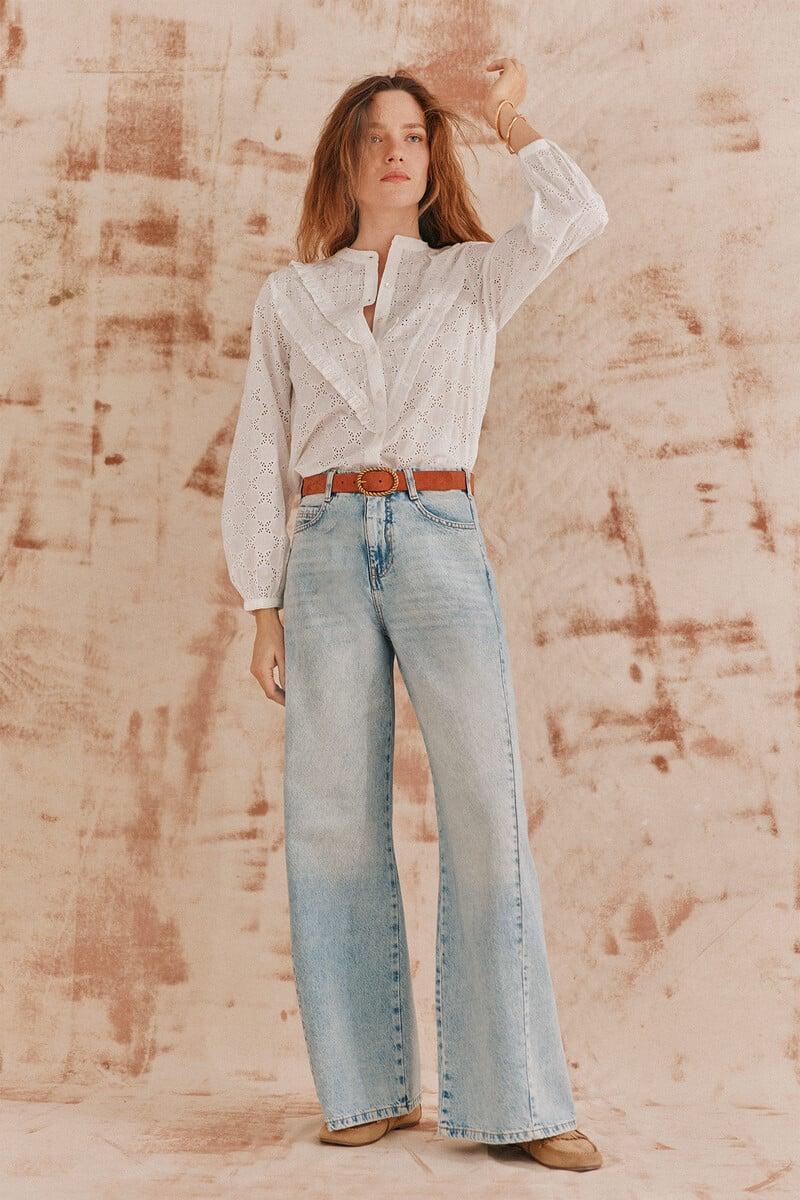 pedro del hierro Consuelo. Blusa bordada volantes Liquidación