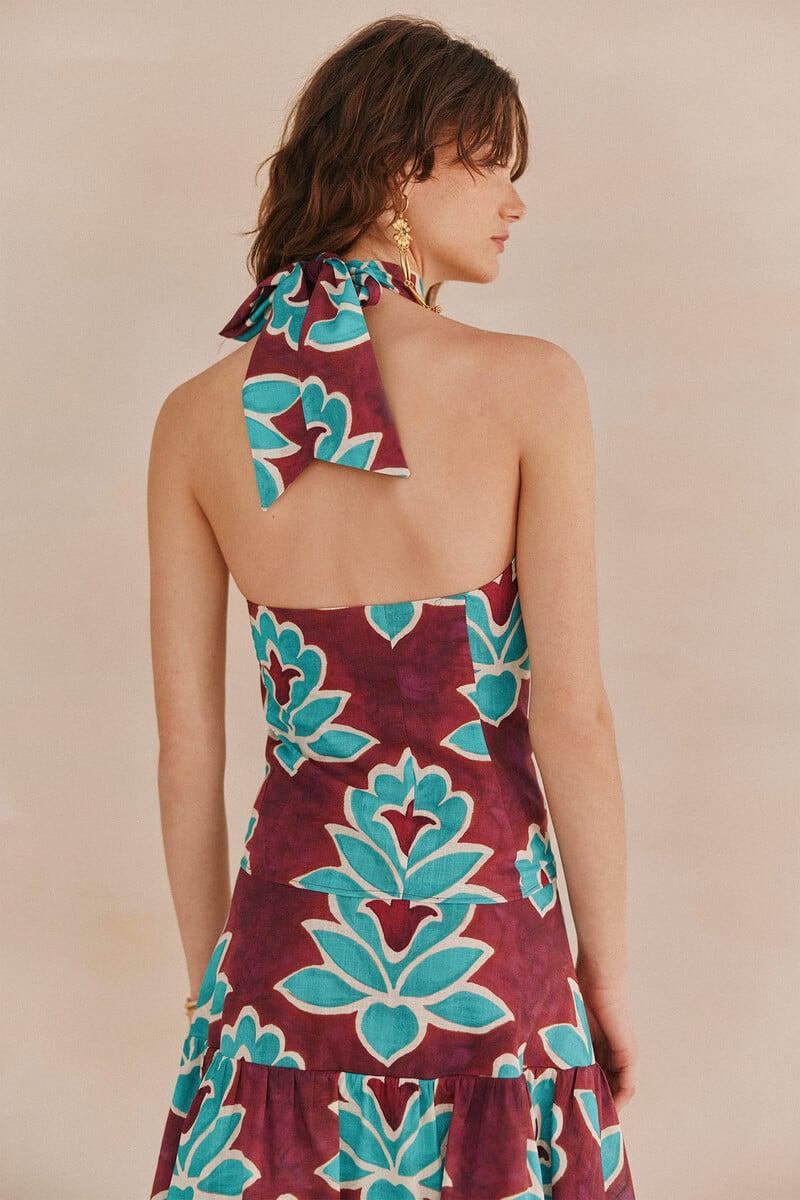 pedro del hierro Clara. Top estampado halter Limitado a 3 días