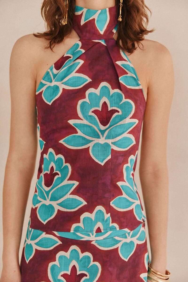 pedro del hierro Clara. Top estampado halter Limitado a 3 días