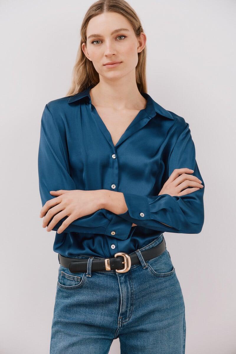 pedro del hierro Blusa satinada manga larga Libre de impuestos
