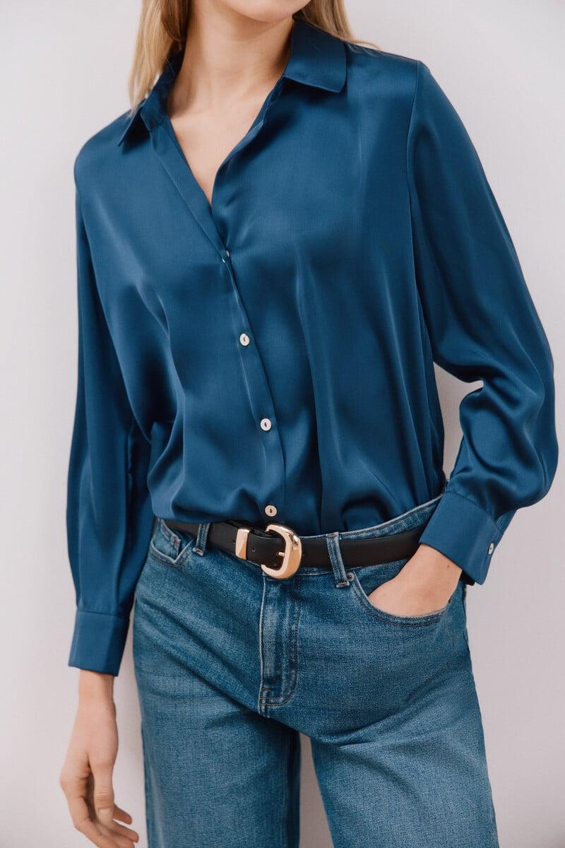 pedro del hierro Blusa satinada manga larga Libre de impuestos