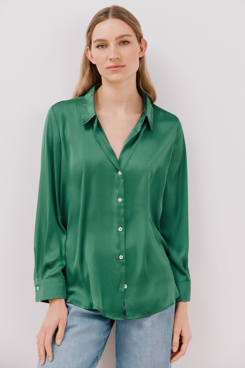 pedro del hierro Blusa satinada manga larga Descuentos del mes