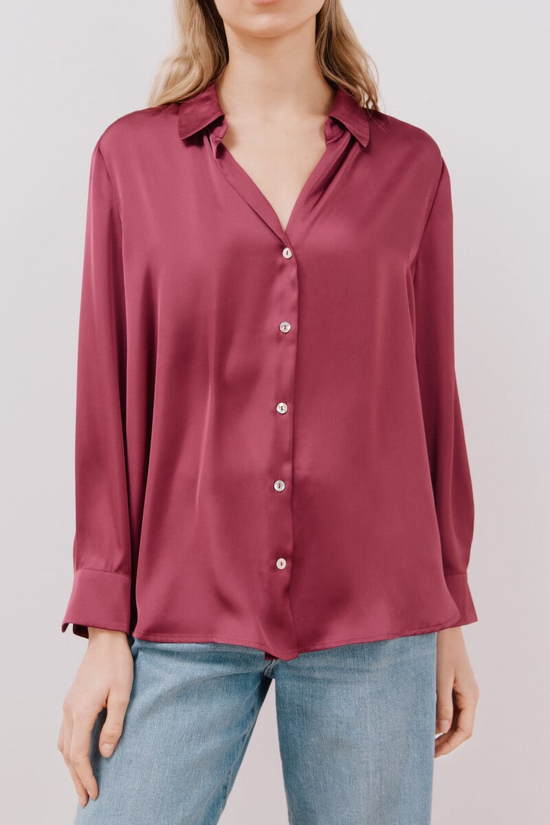 pedro del hierro Blusa satinada manga larga Oferta exclusiva