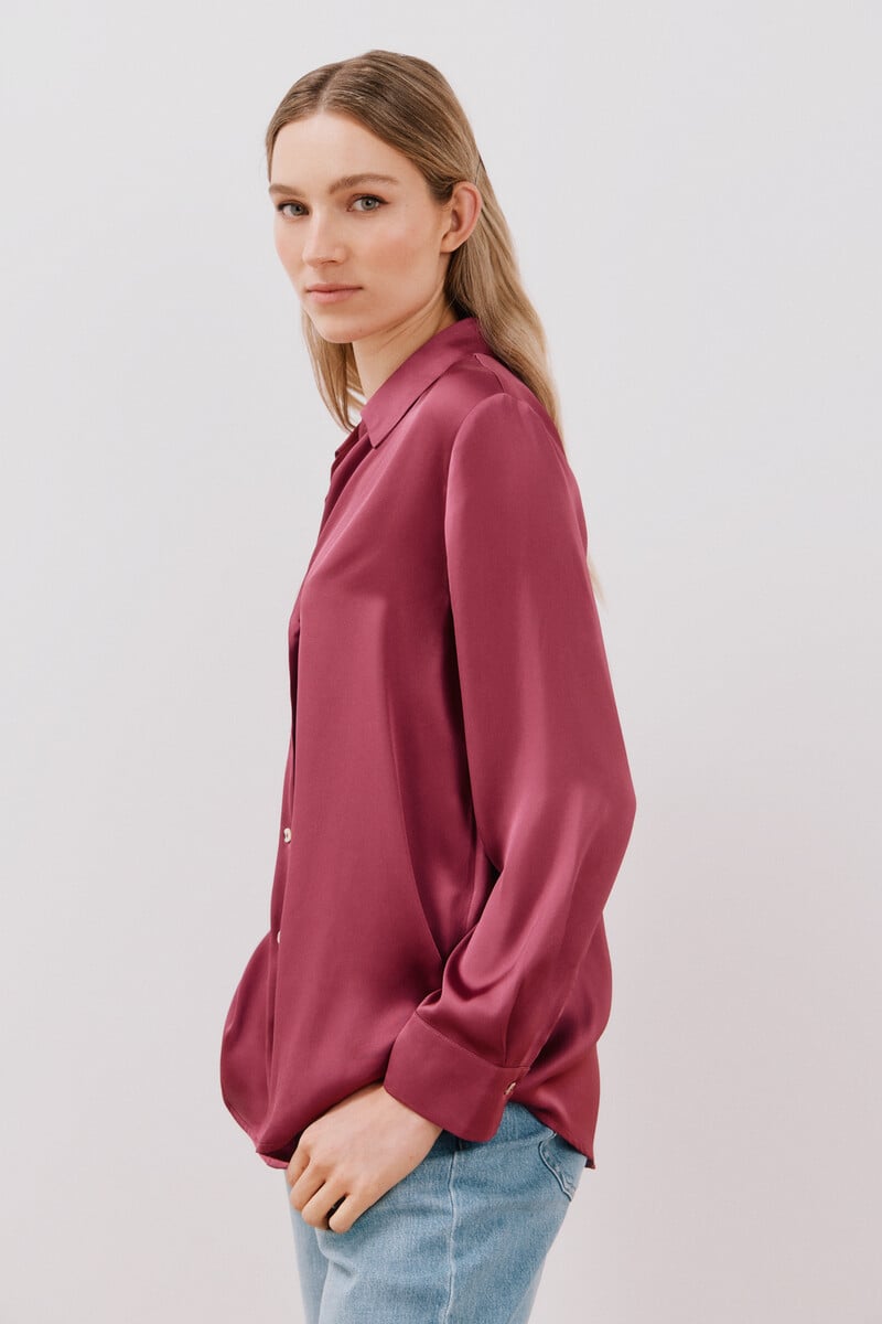 pedro del hierro Blusa satinada manga larga Oferta exclusiva