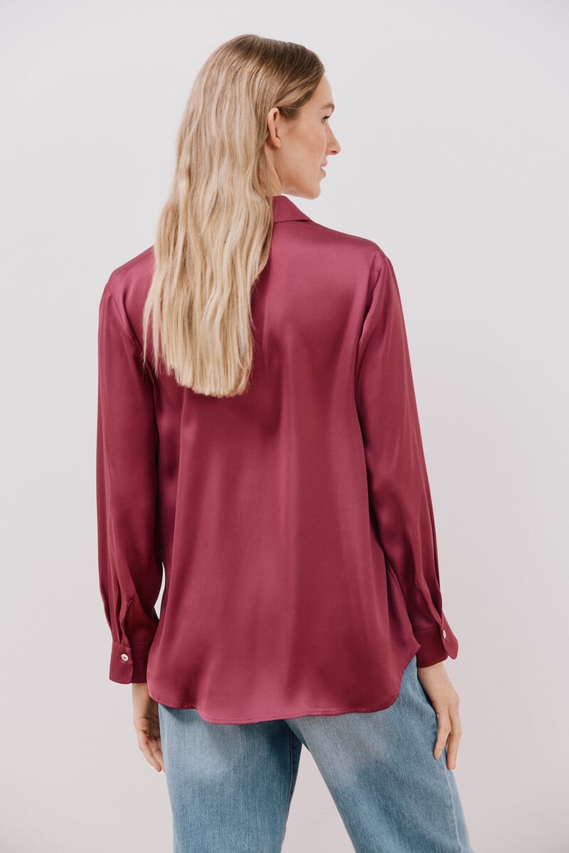 pedro del hierro Blusa satinada manga larga Oferta exclusiva