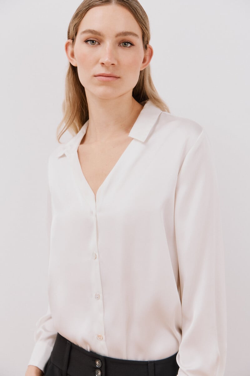 pedro del hierro Blusa satinada manga larga Ofertas de temporada
