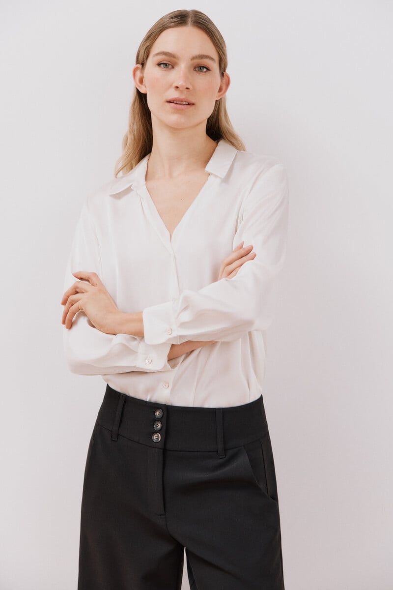 pedro del hierro Blusa satinada manga larga Ofertas de temporada