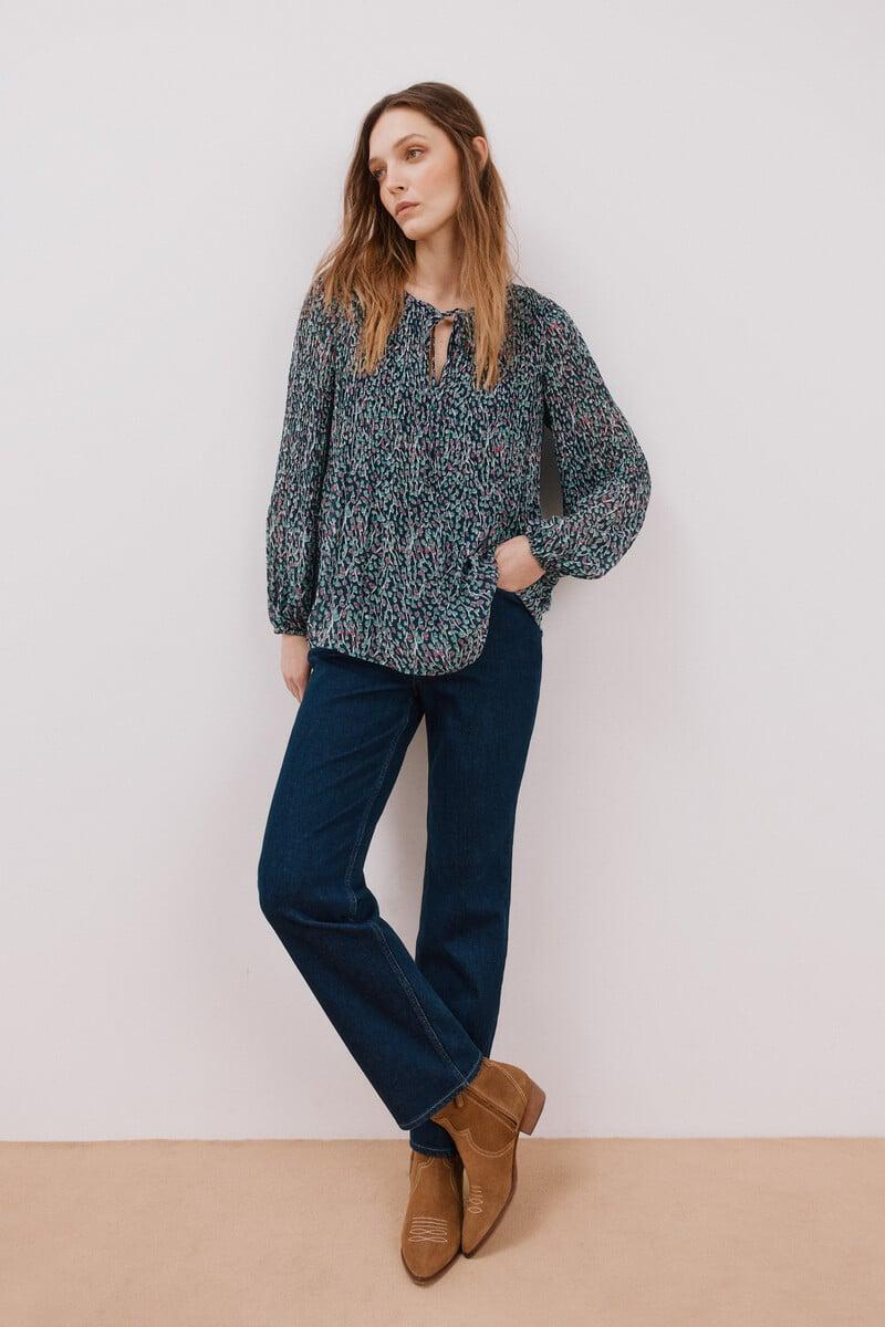 pedro del hierro Blusa plisada escote pico En línea