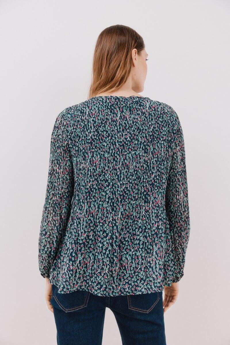 pedro del hierro Blusa plisada escote pico En línea