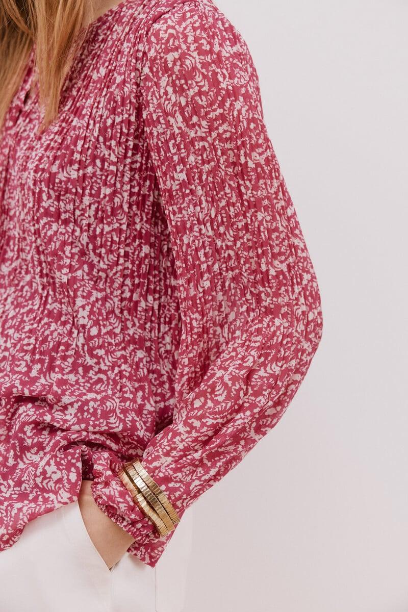 pedro del hierro Blusa plisada escote pico Outlet