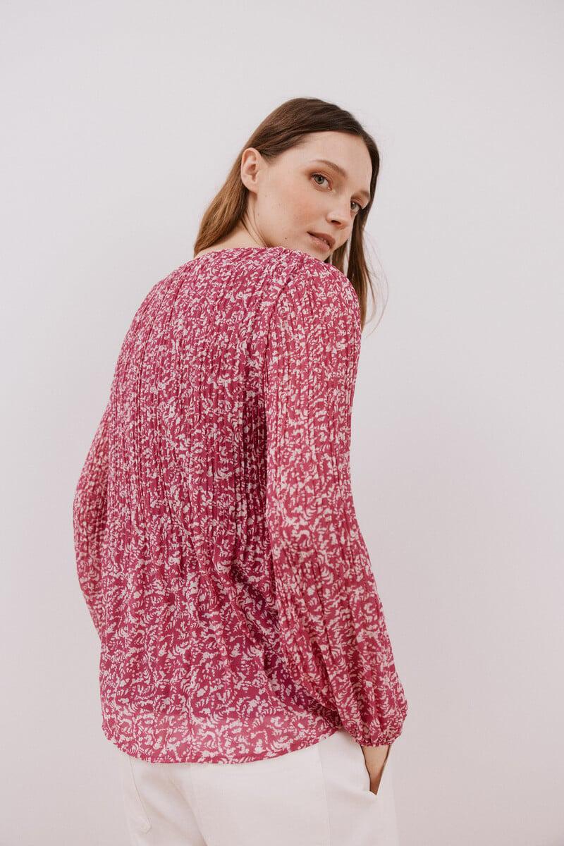 pedro del hierro Blusa plisada escote pico Outlet