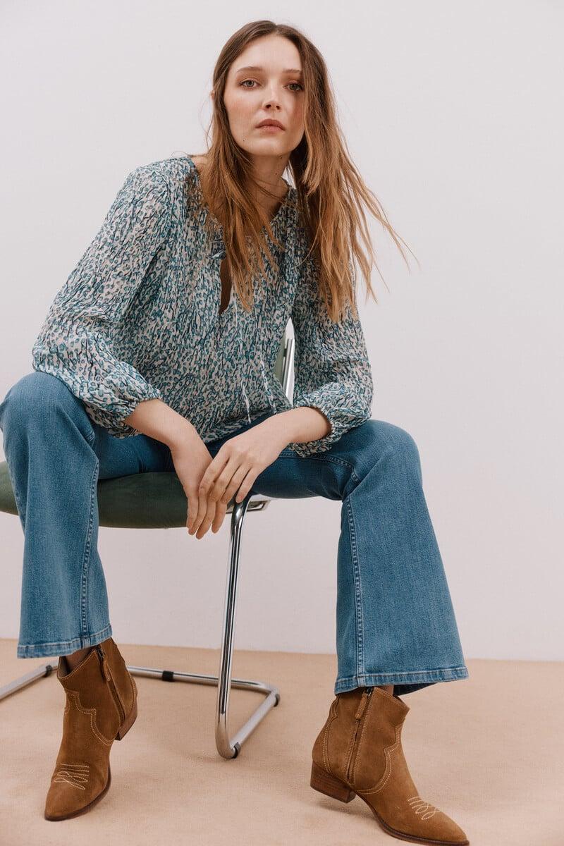 pedro del hierro Blusa plisada escote pico Outlet online