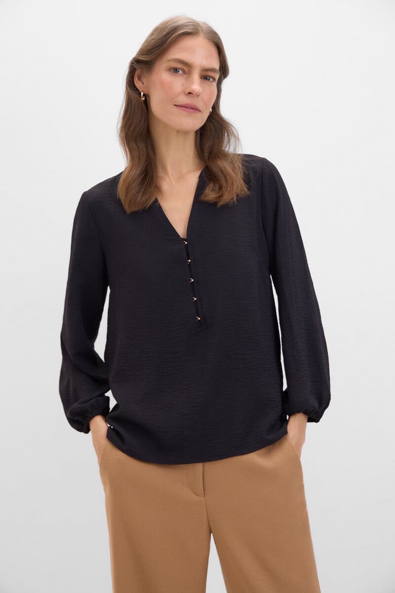 pedro del hierro Blusa cuello mao manga larga Ofertas