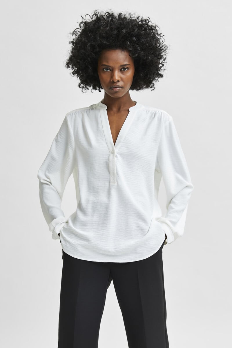 pedro del hierro Blusa fluida con cuello de pico confeccionada con materiales reciclados En oferta