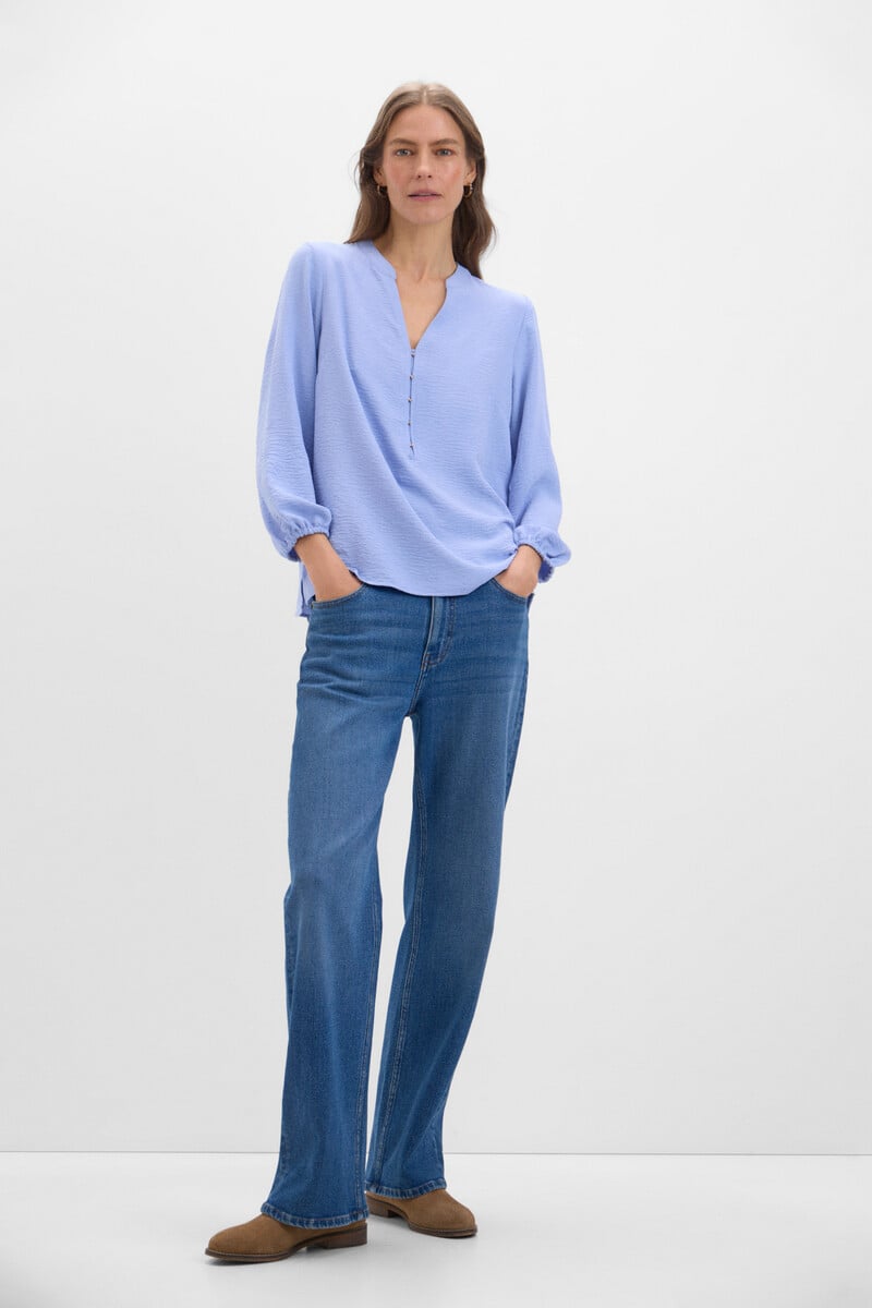 pedro del hierro Blusa cuello mao manga larga Ventas relámpago