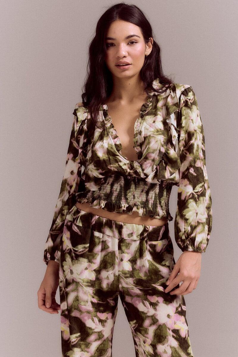 pedro del hierro Blusa estampada nido de abeja Descuento